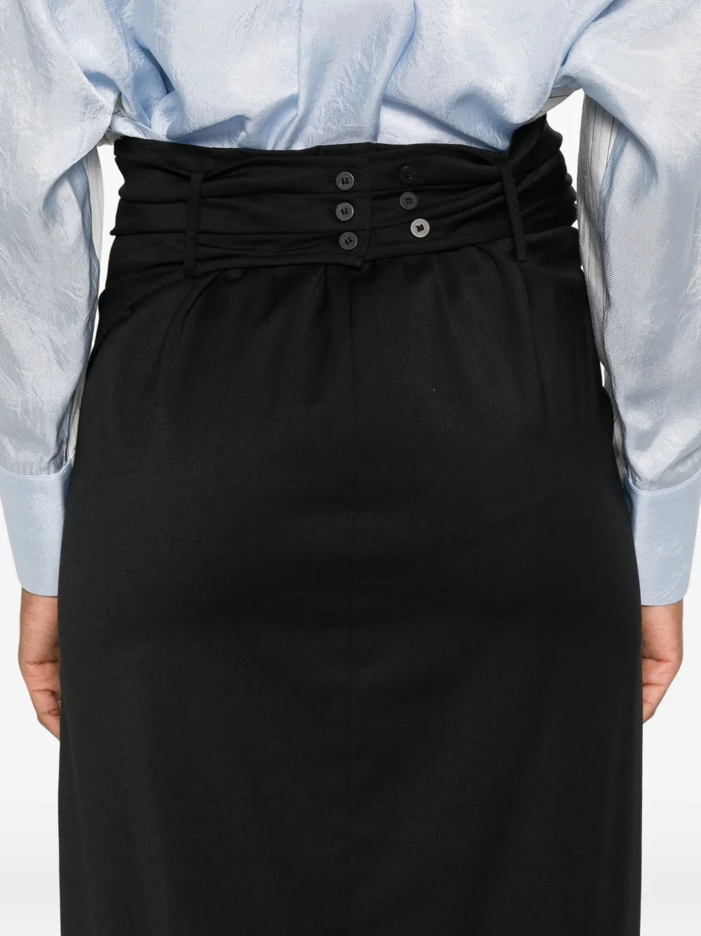 Tela Wraparound Midi Skirt In Black