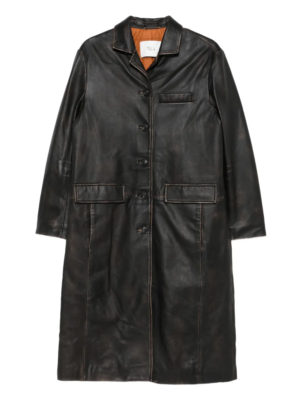 Tela button-fastening leather coat | Black | Image 1