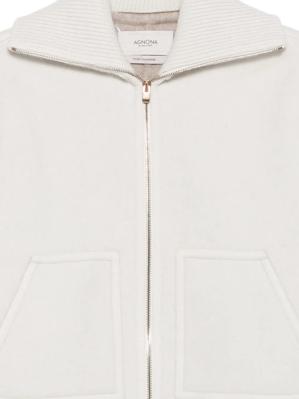 Agnona Roll-neck Zip-front Jacket In White