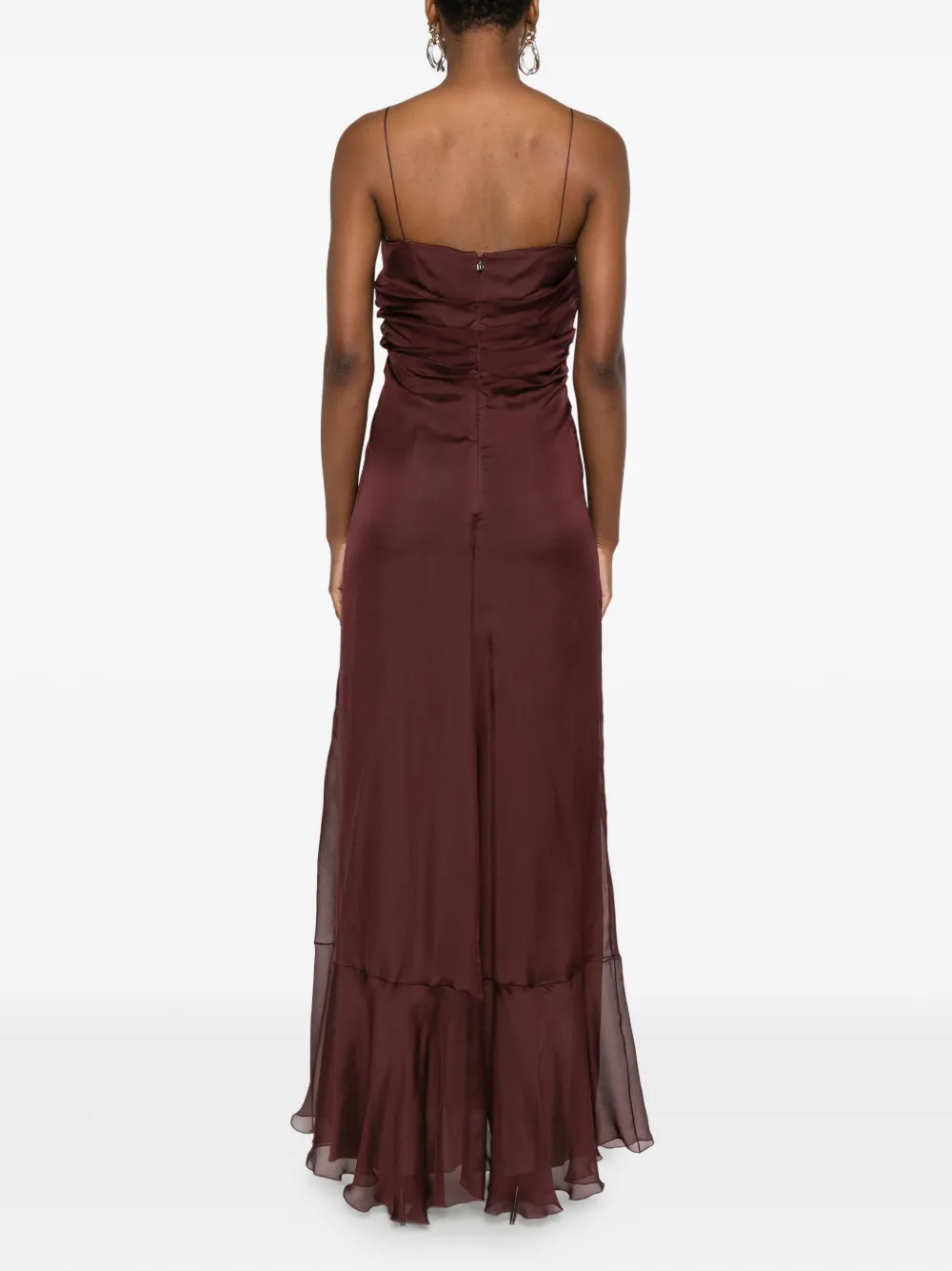Raquel Diniz Ruffle-hem Maxi Dress In Brown