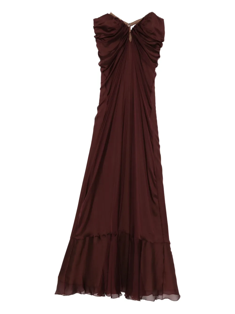 Raquel Diniz Ruffle-hem Maxi Dress In Brown