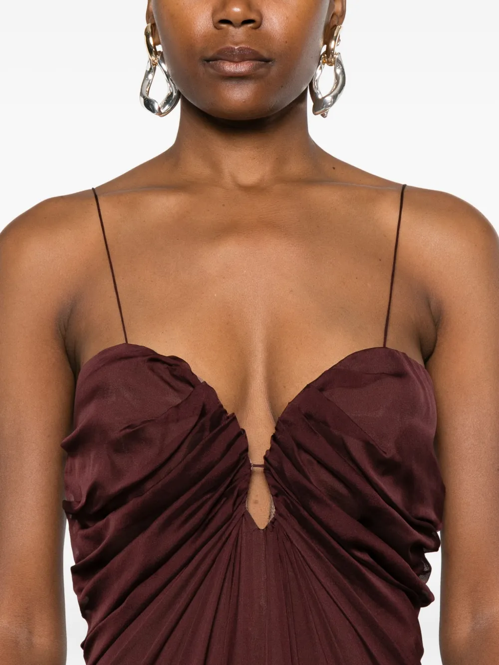 Raquel Diniz Ruffle-hem Maxi Dress In Brown
