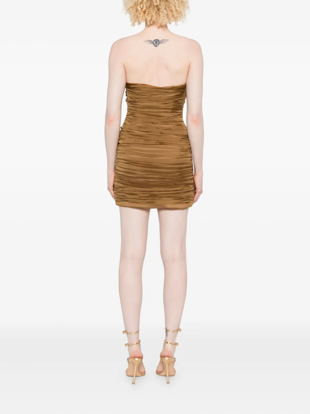 Raquel Diniz Strapless Silk Mini Dress In Brown