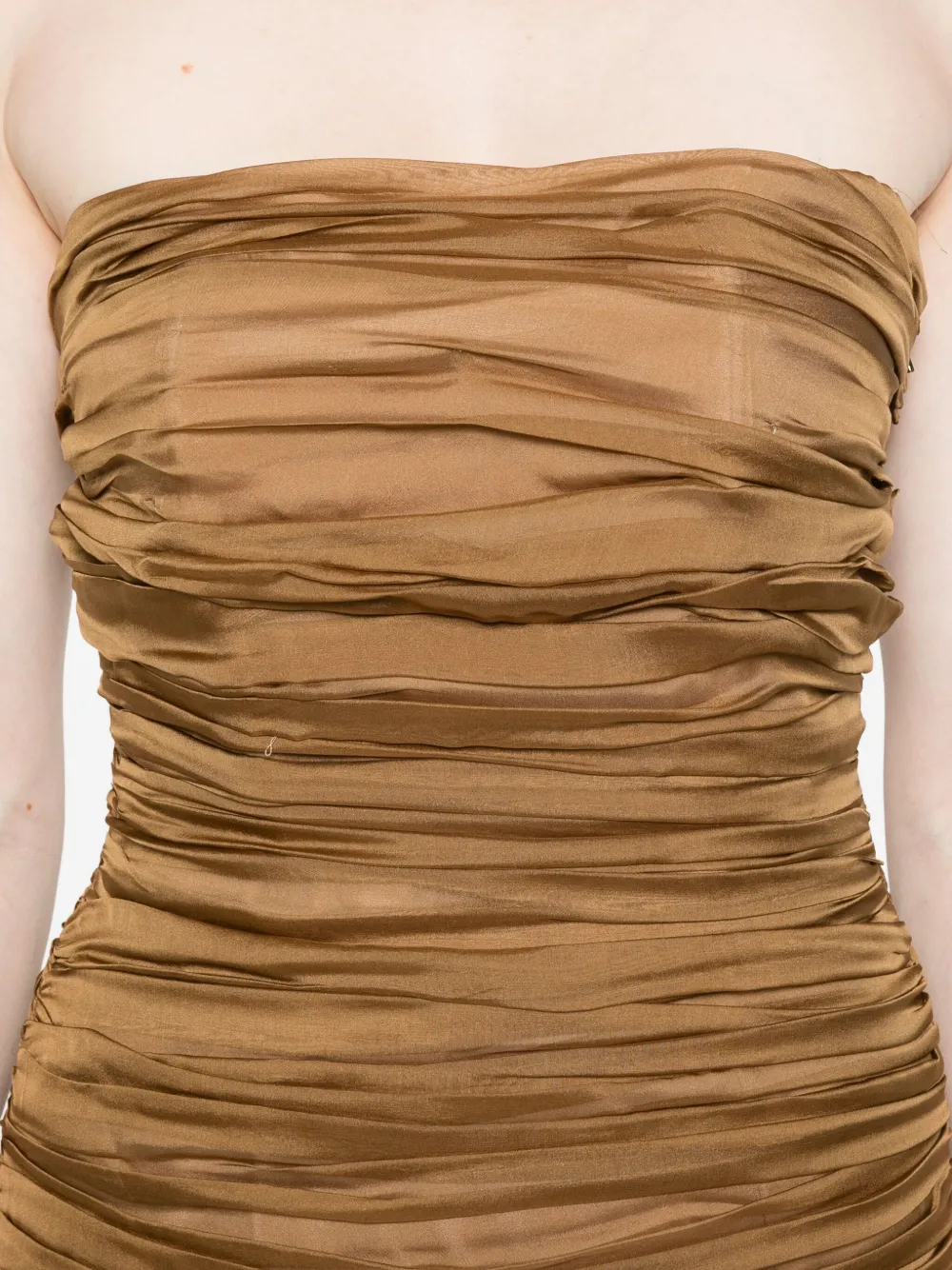 Raquel Diniz Strapless Silk Mini Dress In Brown