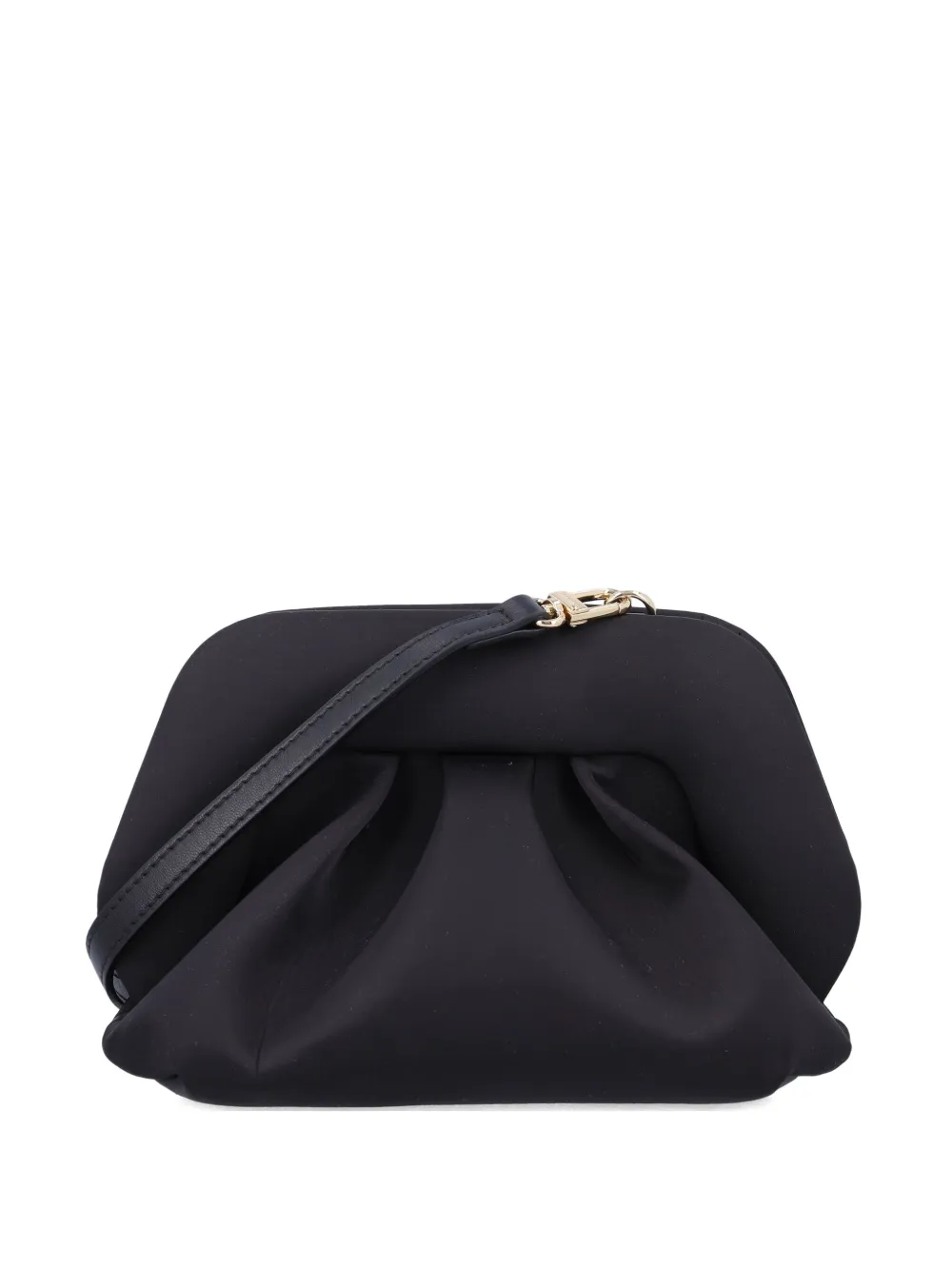 Themoirè Gea Satin-pleated Clutch Bag In Black