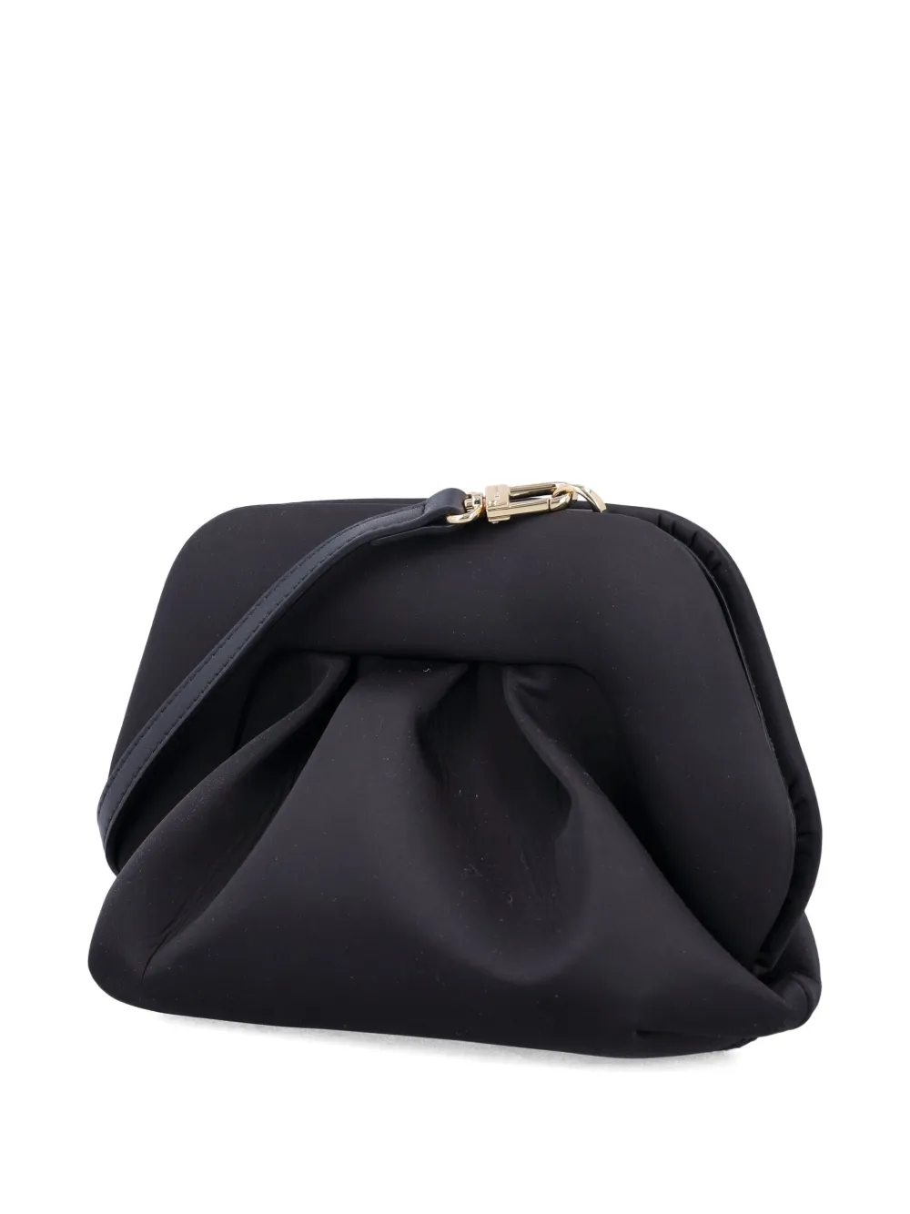 Themoirè Gea Satin-pleated Clutch Bag In Black