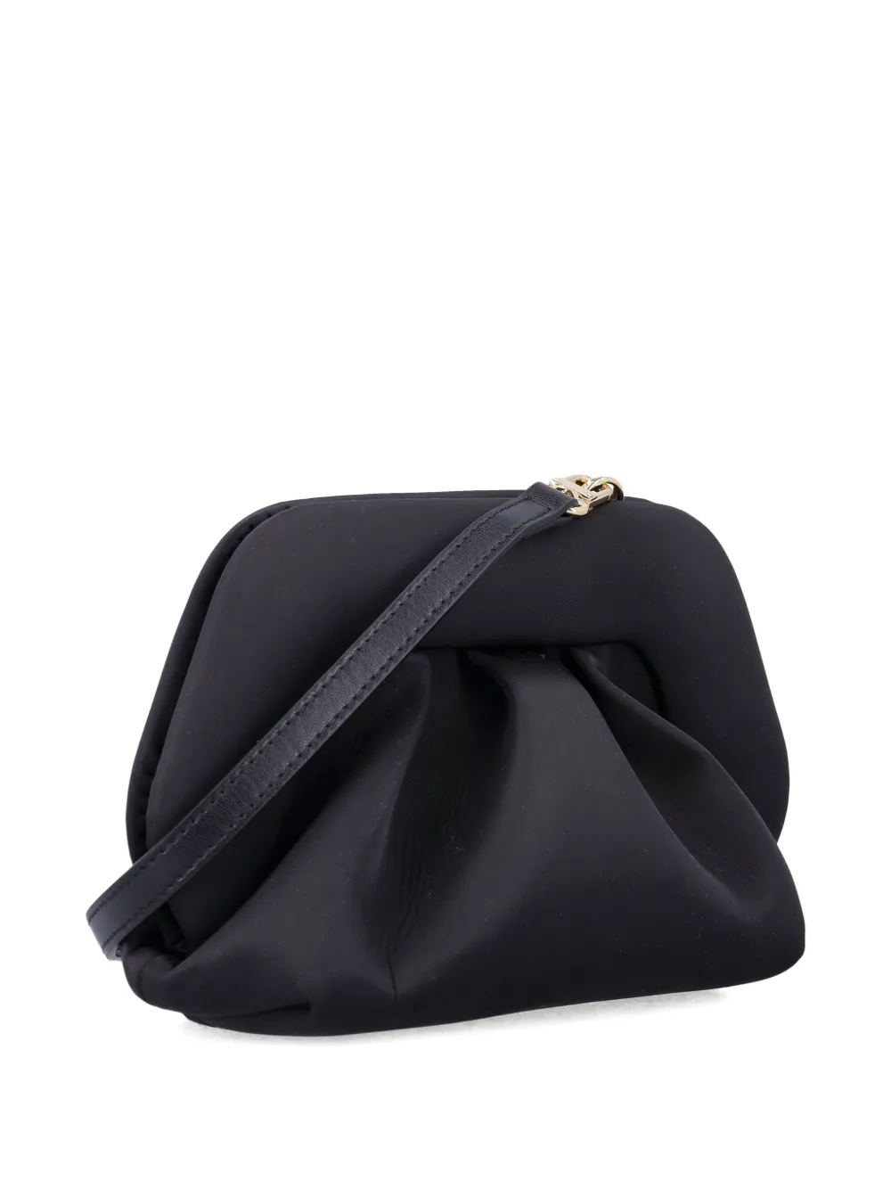 Themoirè Gea Satin-pleated Clutch Bag In Black