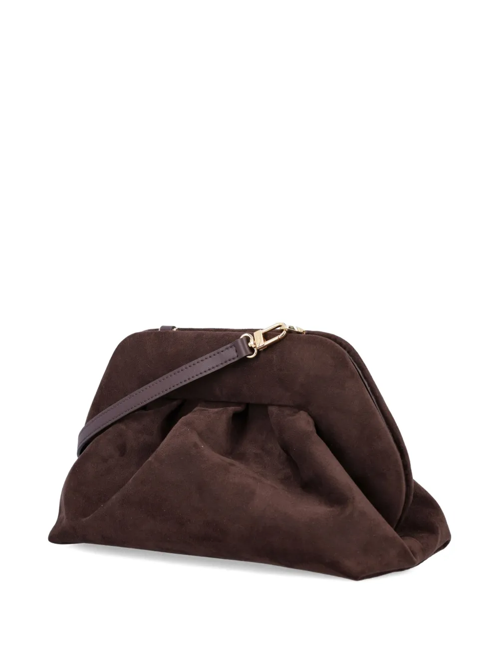 Themoirè Tia Pleated Clutch Bag In Brown