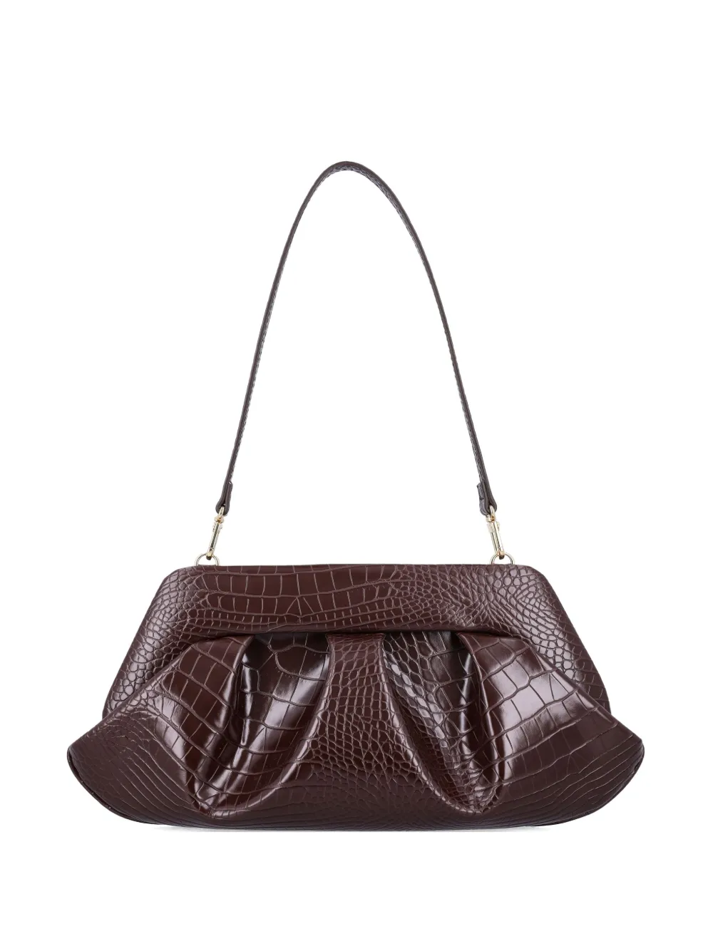 Themoirè Emera Croco-embossed Pleated Clutch In Red