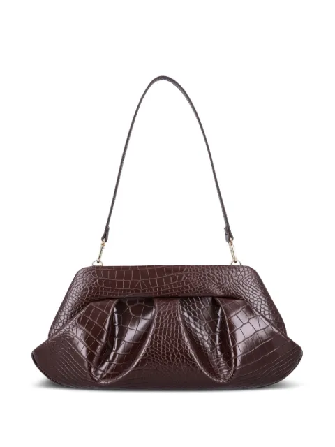 Themoirè Emera croco-embossed pleated clutch