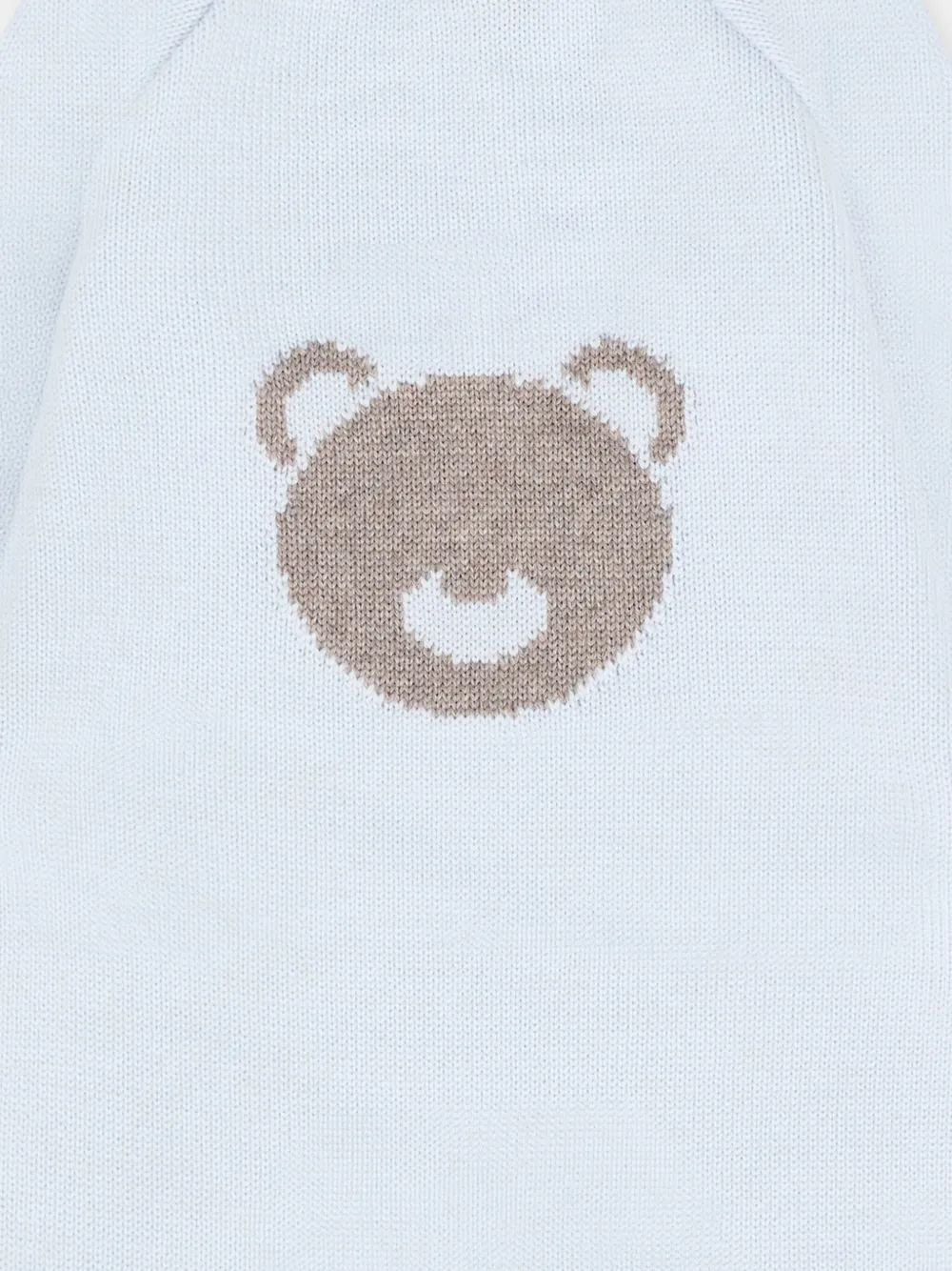 Little Bear Gebreide romper met beerdetail Blauw