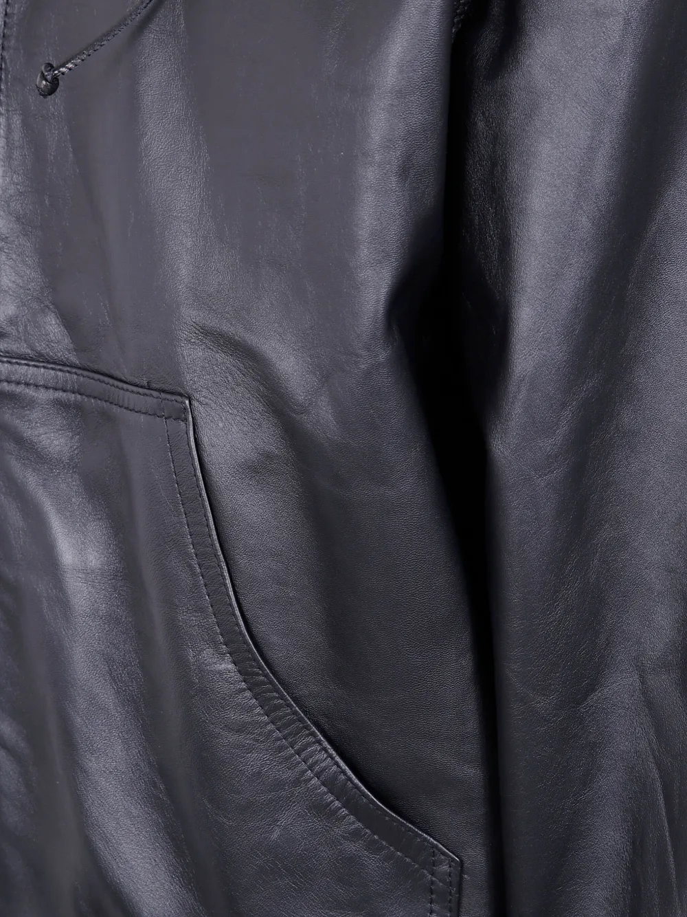 Giorgio Brato Leren jack met capuchon Zwart