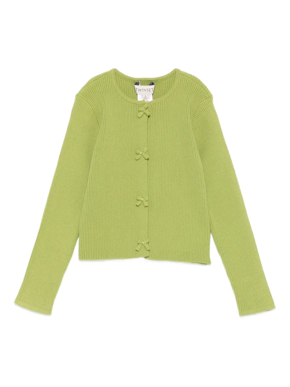 TWINSET Kids bow-detail ribbed cardigan | Green | Image 1