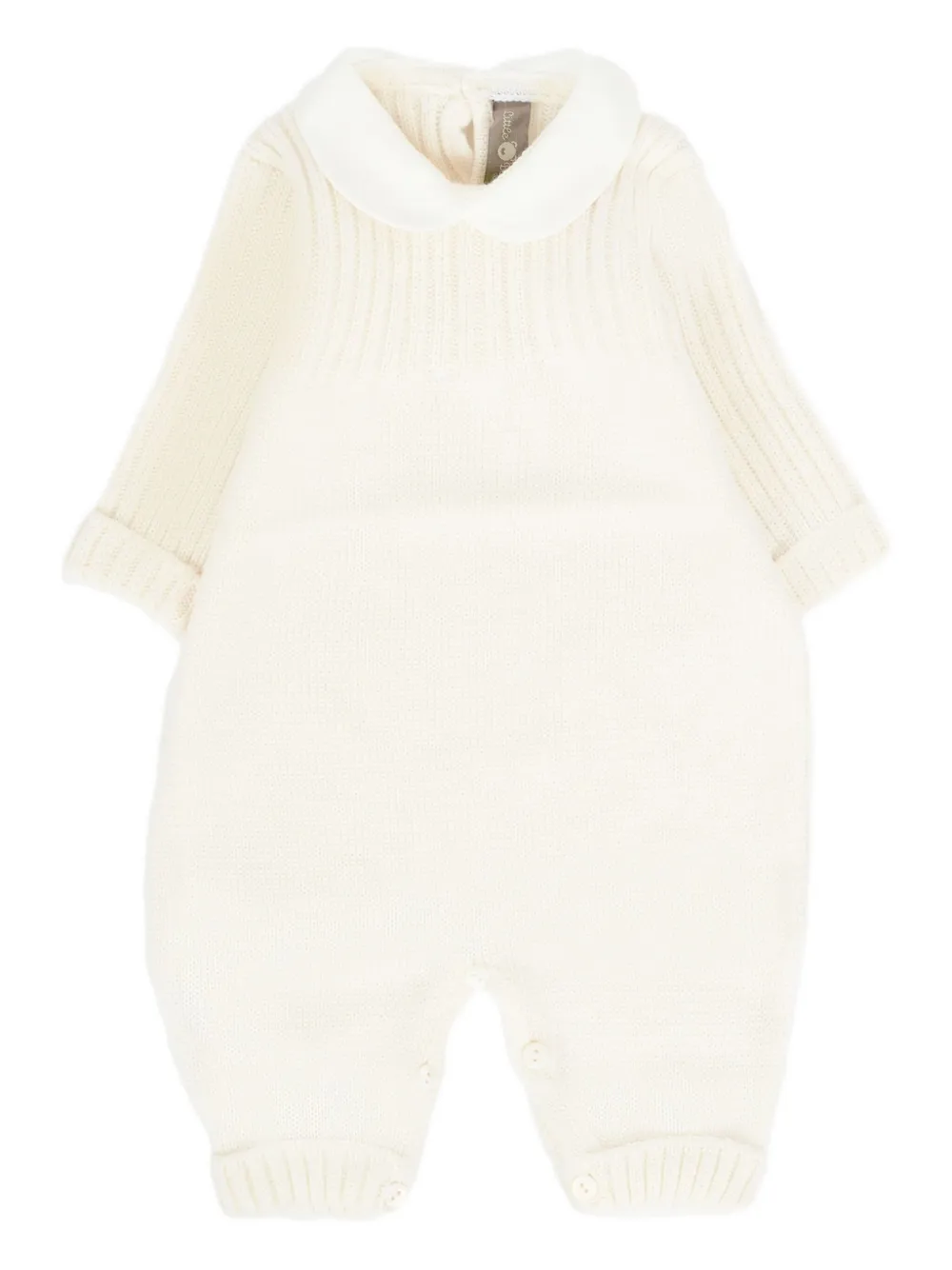 Little Bear Romper van sc wol met Peter Pan-kraag Wit
