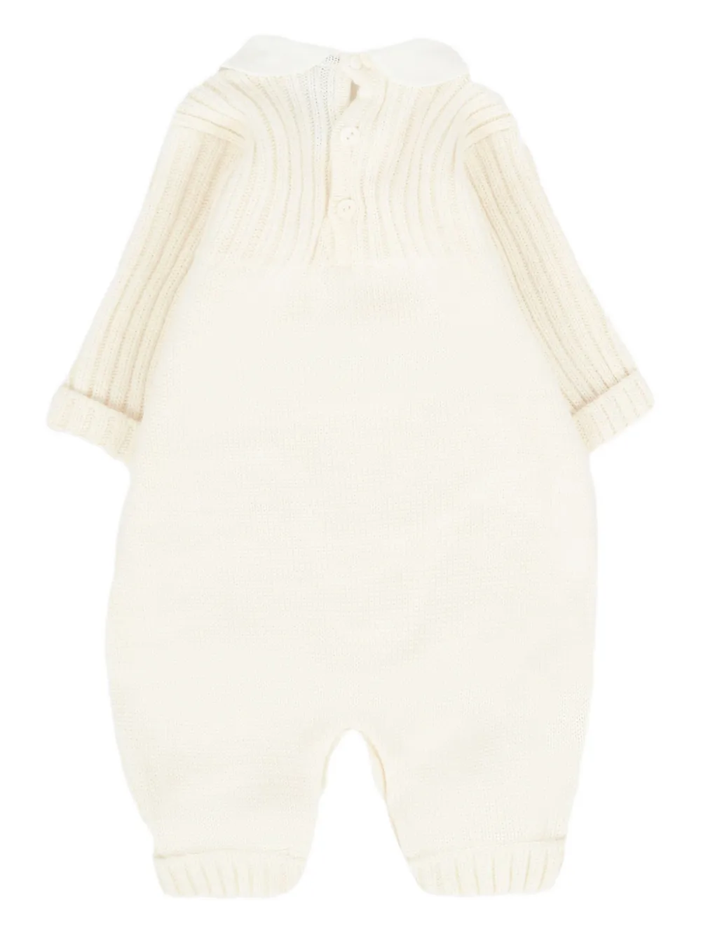 Little Bear Romper van scheerwol met Peter Pan-kraag Wit