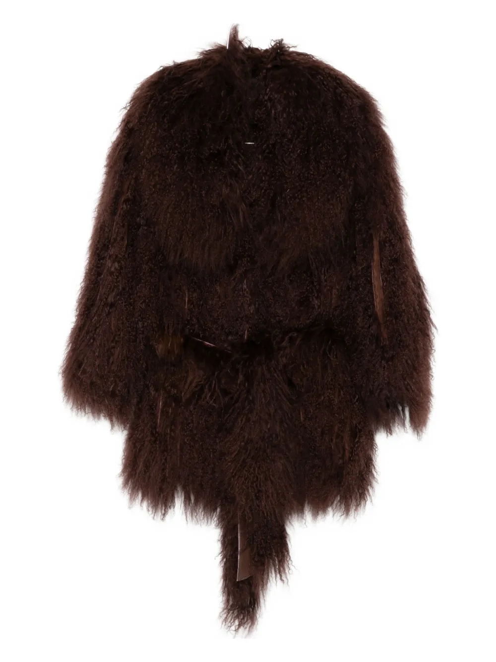 Numerootto Belted Fur Jacket In Brown