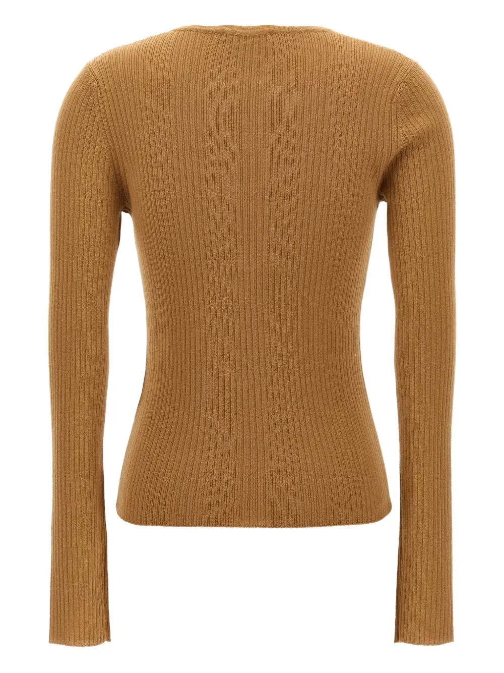 Max Mara Urlo geribbelde trui met henley-hals Beige