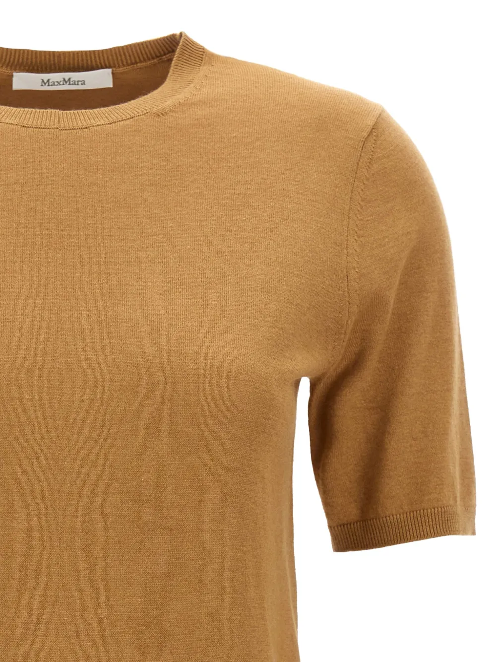 Max Mara Warren top met ronde hals en korte mouwen Beige