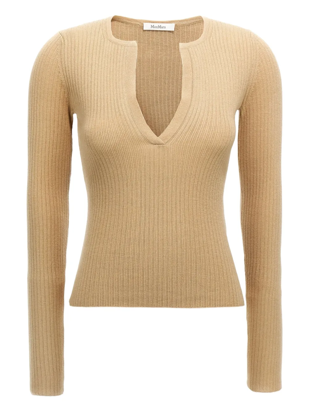Max Mara ribbed v-neck sweater Beige