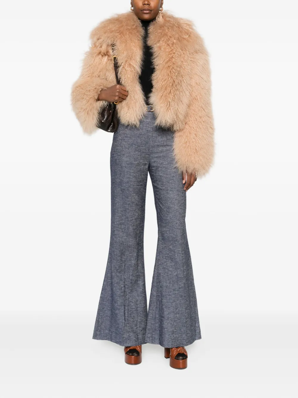 Numerootto Mongolian Fur Jacket In Neutral