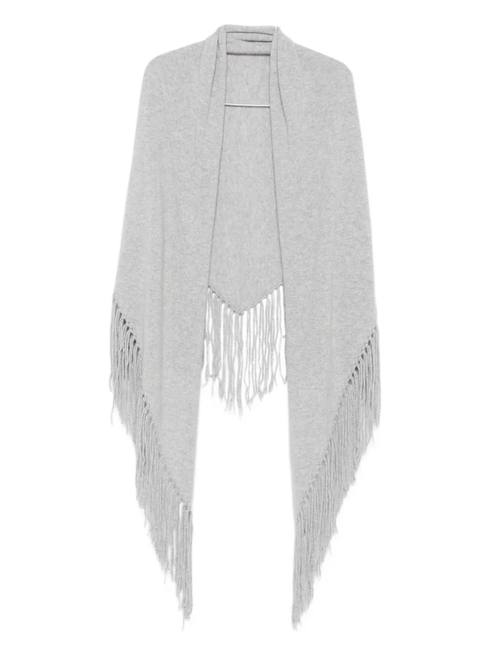 Vanisé Fringed-trim Wool Poncho In Gray