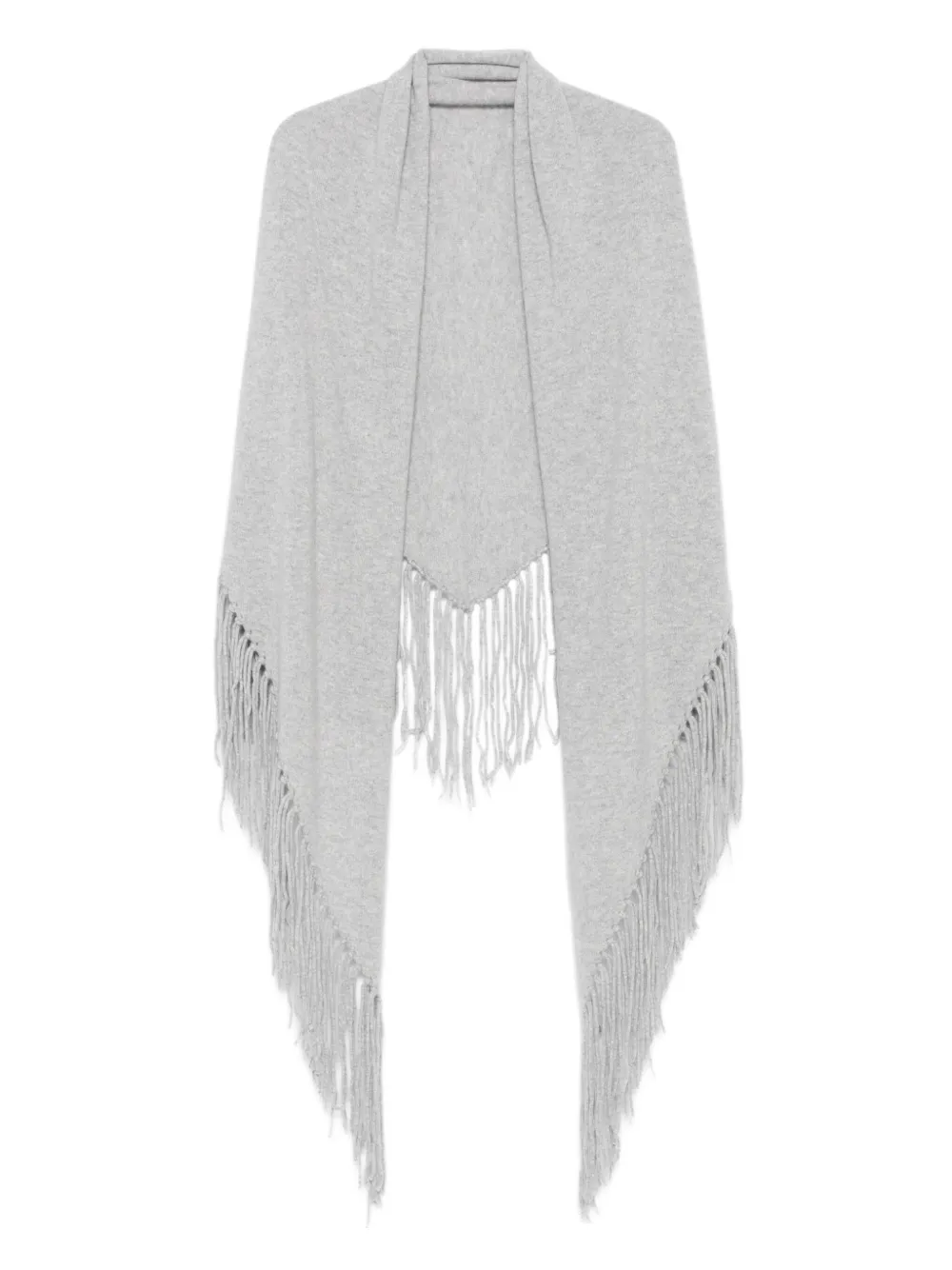 Vanisè fringed-trim wool poncho | Grey | Image 1