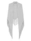 Vanisè fringed-trim wool poncho - Grey