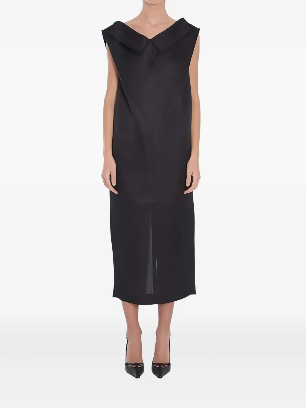 Khaite Collar-detail Midi Dress In Black