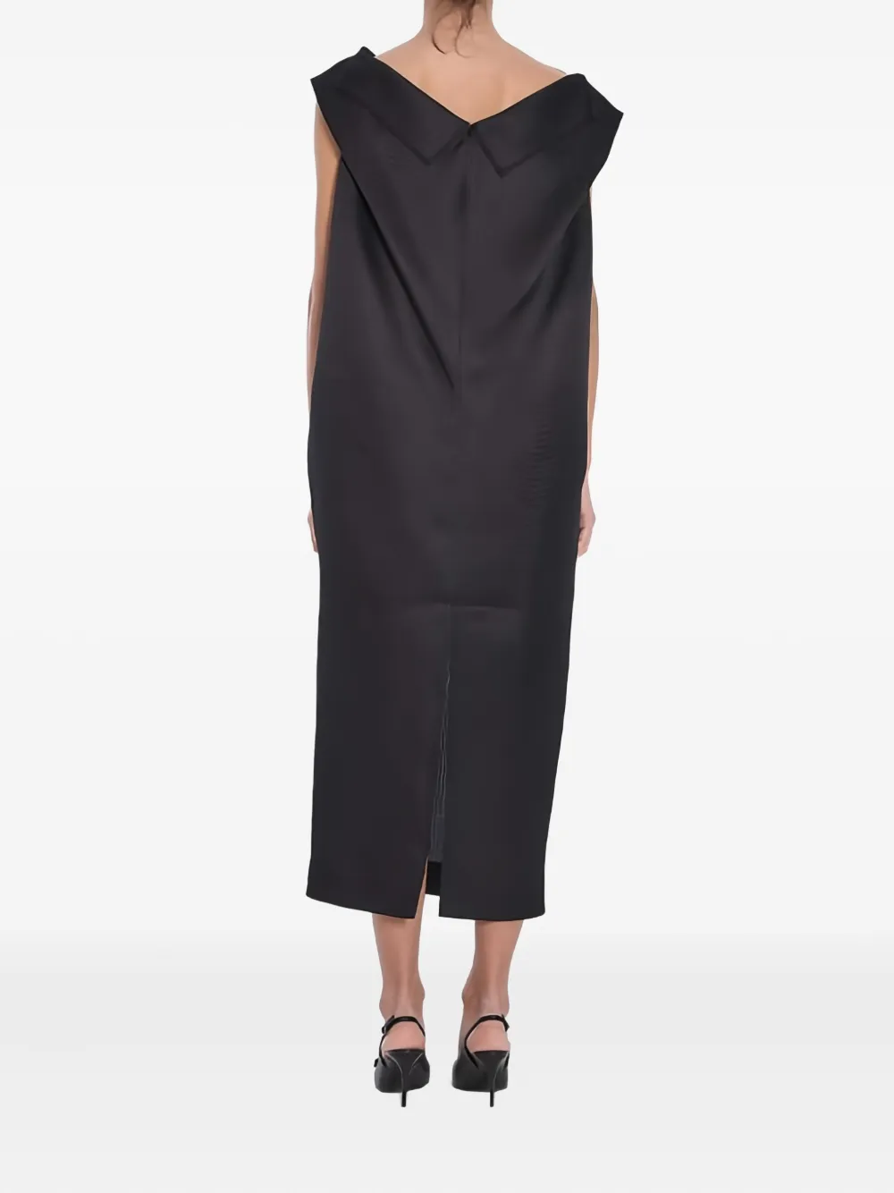 Khaite Collar-detail Midi Dress In Black