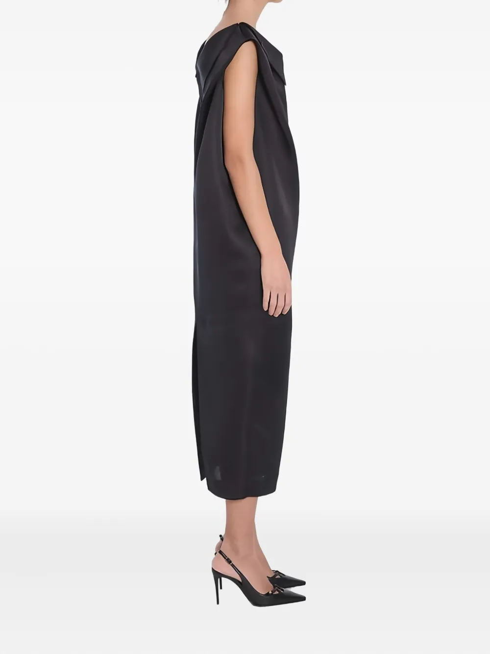KHAITE collar-detail midi dress - Zwart