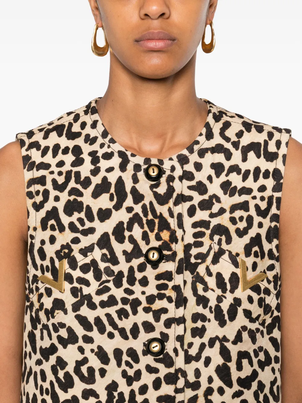 Valentino Leopard Print Button-fastening Jacket In Animal Print