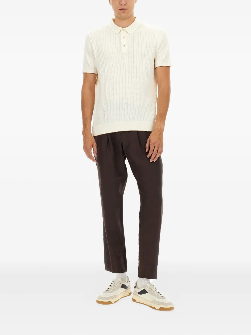 BOSS ribbed polo shirt - Beige