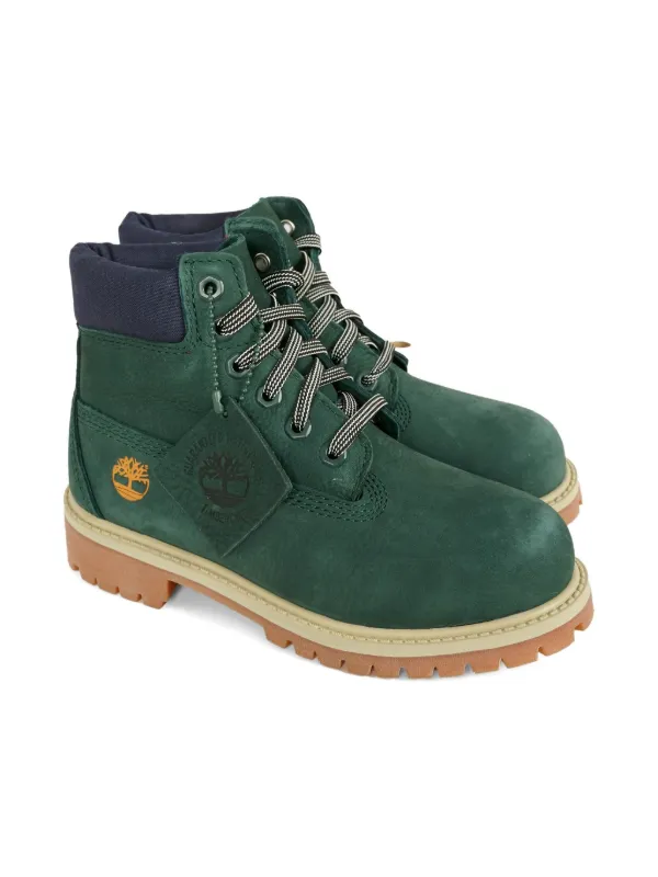 Timberland Kids レースアップ レザーブーツ | グリーン | FARFETCH JP