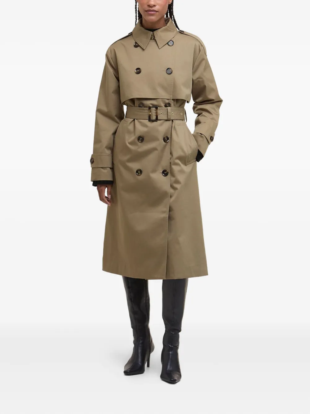Barbour Aoife Belted-fastening Double-breasted Trench Coat In Brown