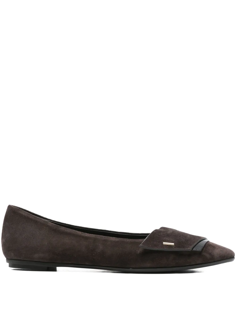Del Carlo Pointed-toe Bal Flat In Brown