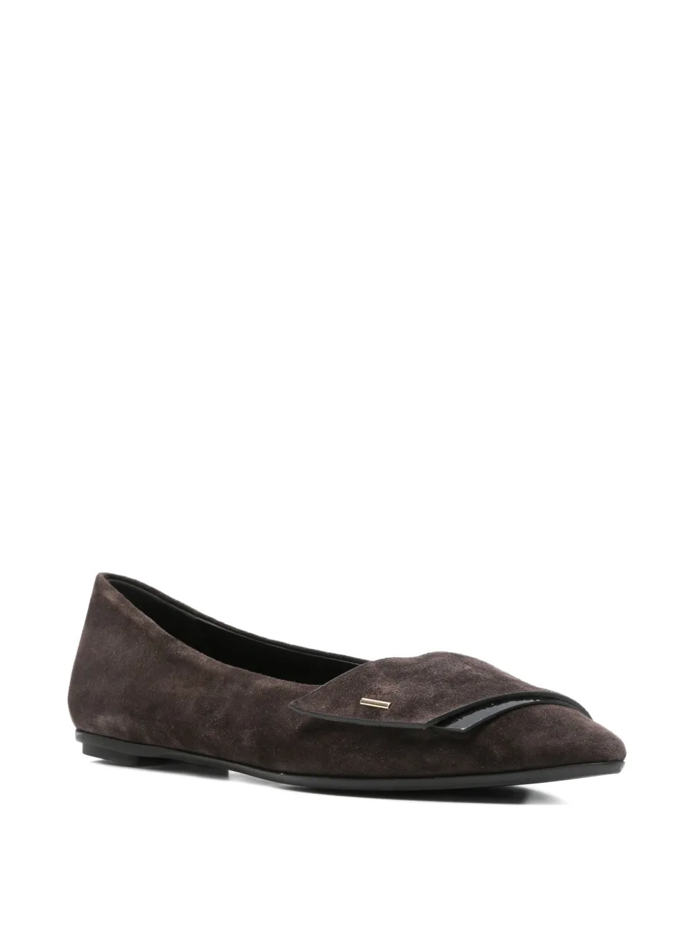 Del Carlo Pointed-toe Bal Flat In Brown