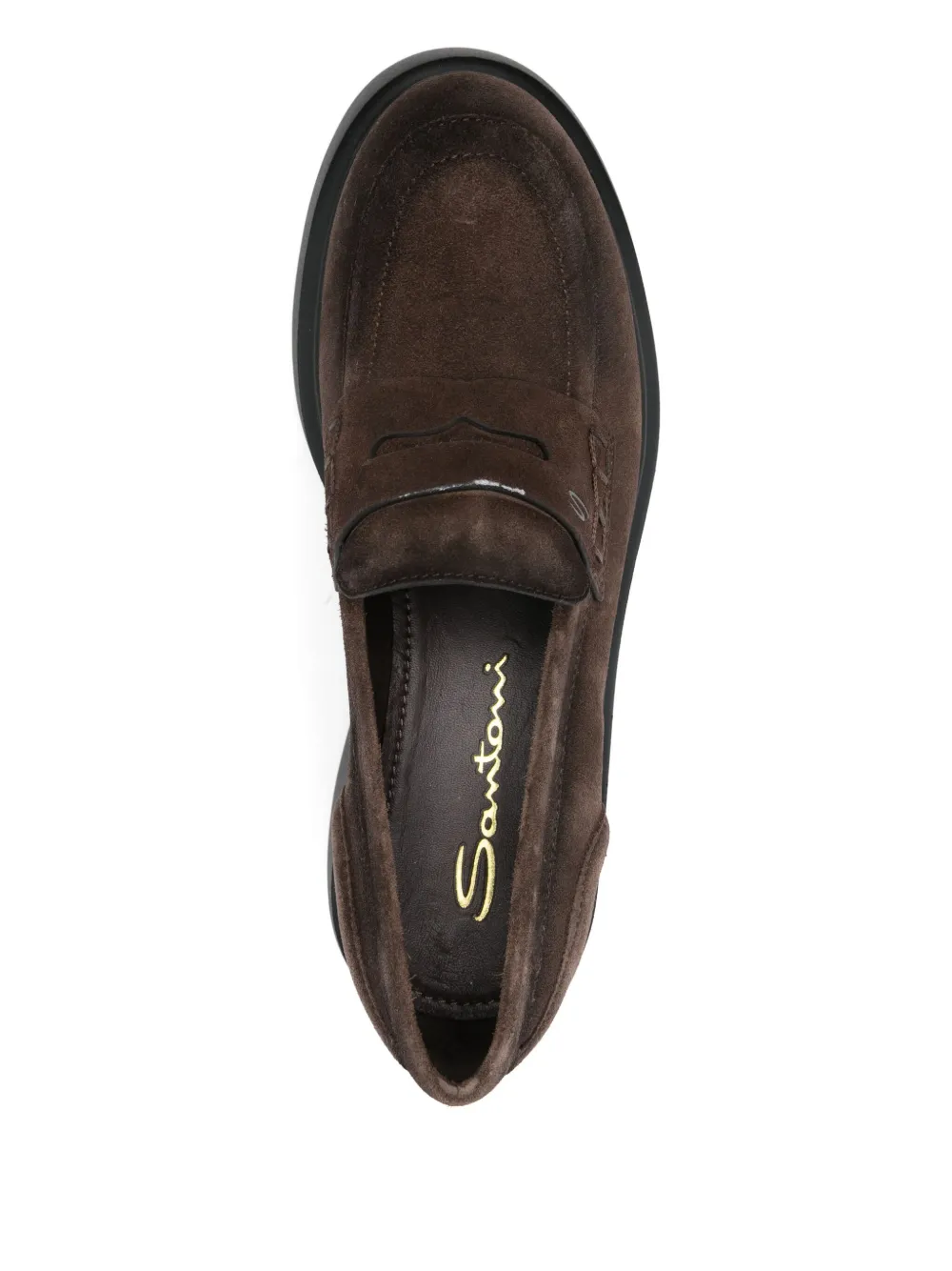 Santoni suede platform loafers Brown