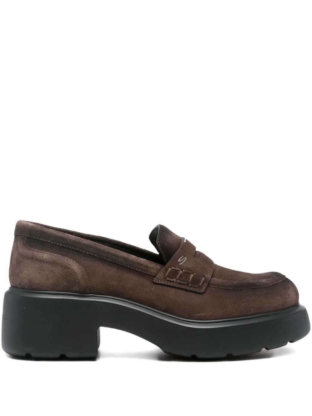 Santoni suede platform loafers Brown