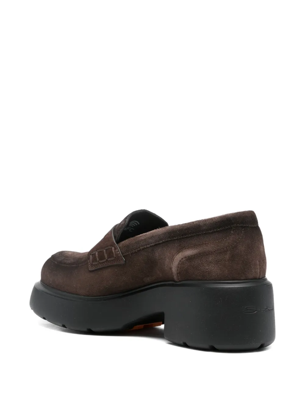 Santoni suede platform loafers Brown