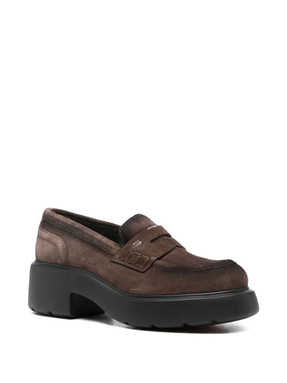 Santoni suede platform loafers Brown