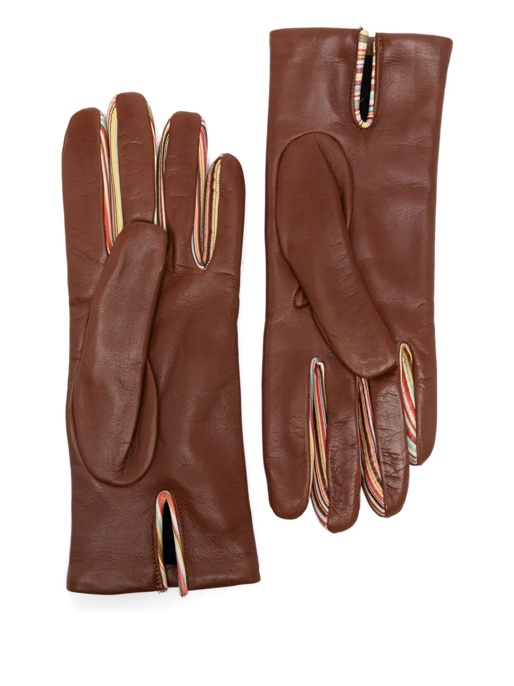 Paul Smith leather multi-stripe gloves - Bruin