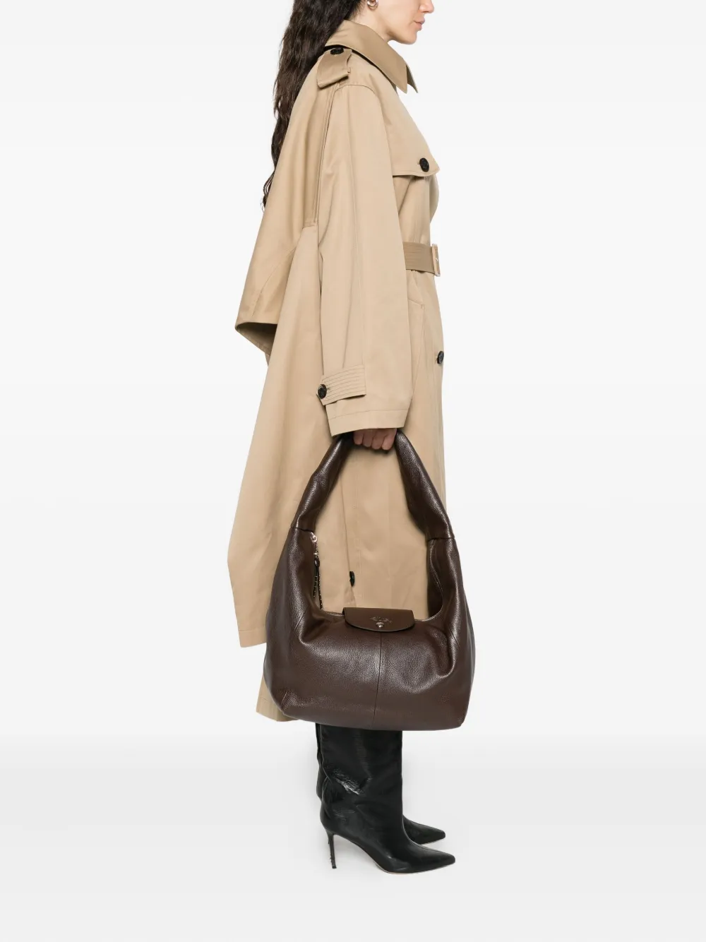 Longchamp Grote Le Pliage Xtra leren schoudertas - Bruin