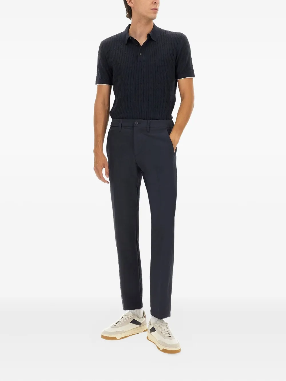 BOSS ribbed polo shirt - Blauw