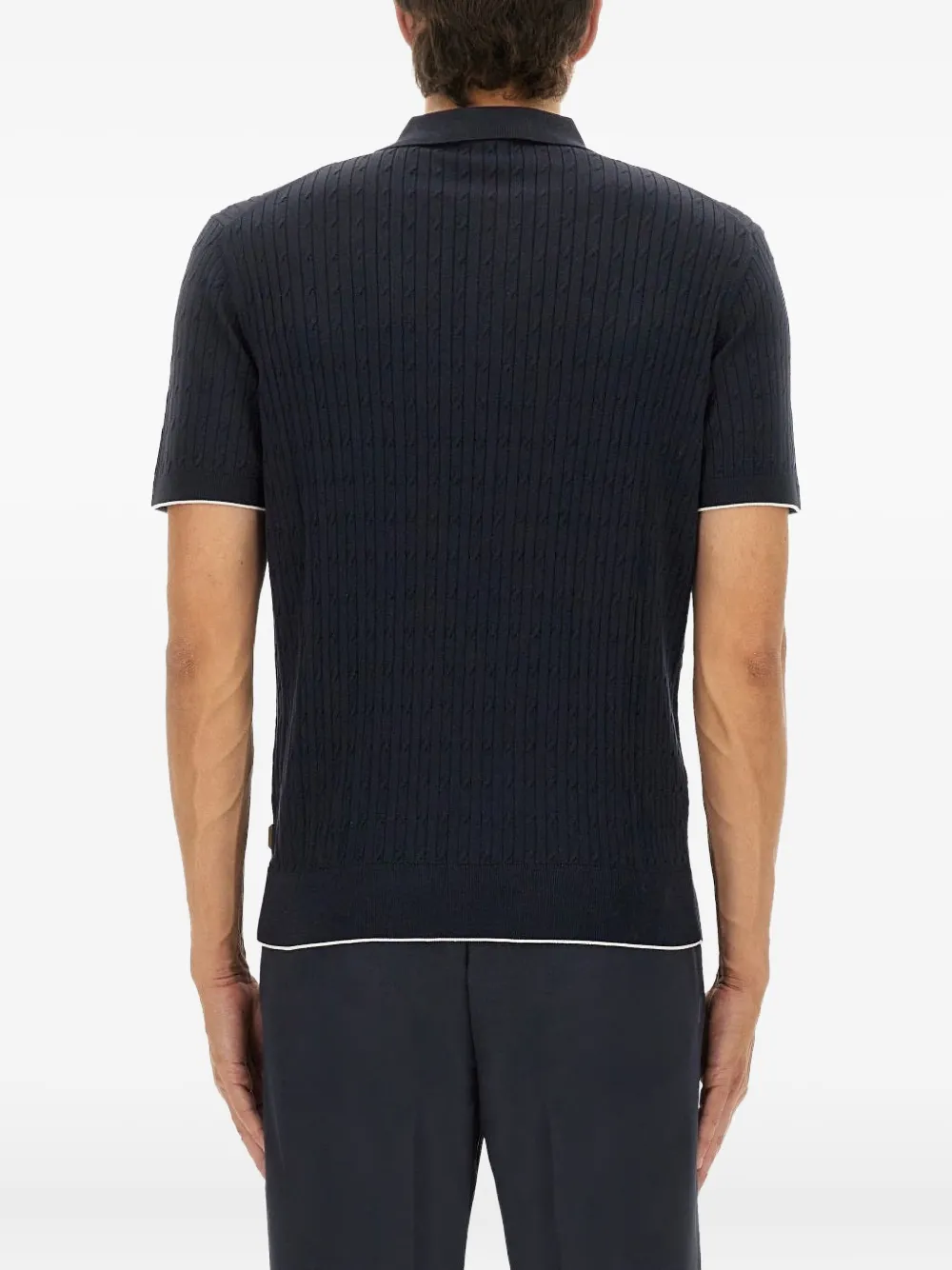 BOSS Geribbeld poloshirt Blauw