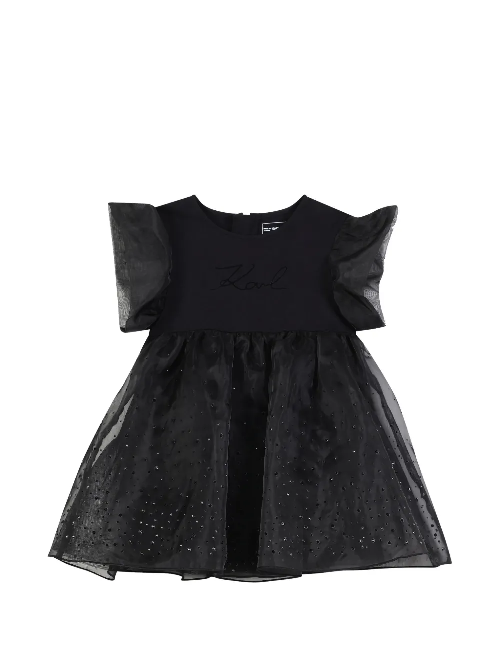 Karl Lagerfeld Kids round-neck puff-sleeve dress - Nero