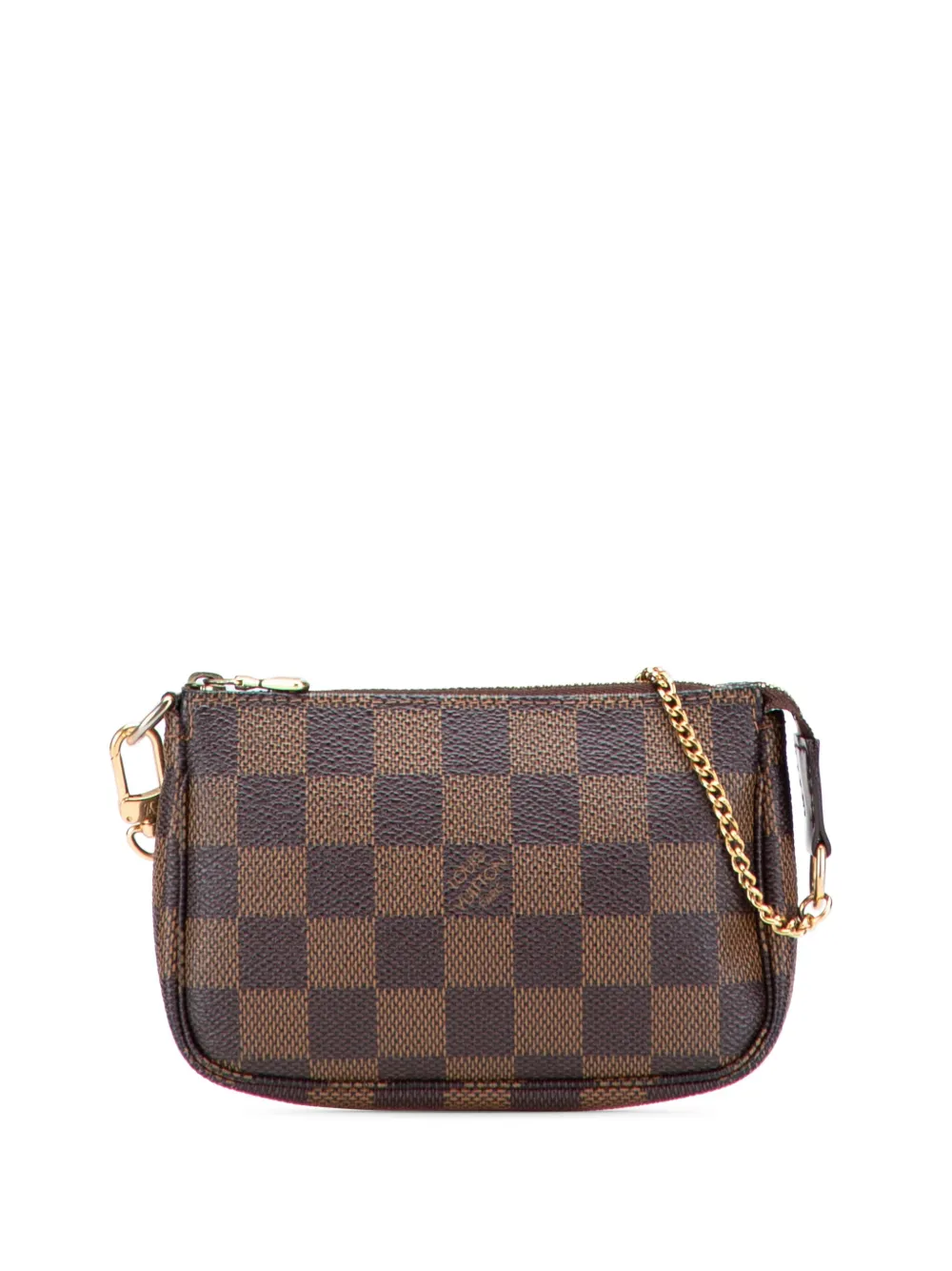Pre-owned Louis Vuitton 2007 Damier Ebene Mini Pochette Accessoires Handbag In Brown