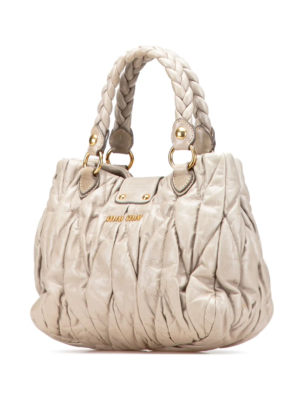 Pre-owned Miu Miu 2010 Matelasse Lambskin Satchel In Brown