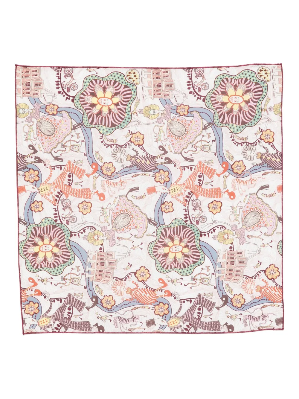 Il Gufo graphic-print cotton scarf - ホワイト Il Gufo graphic-print cotton scarf - ホワイト