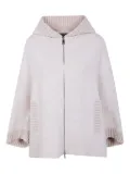 D.Exterior hooded zip-fastening wool coat - Neutrals