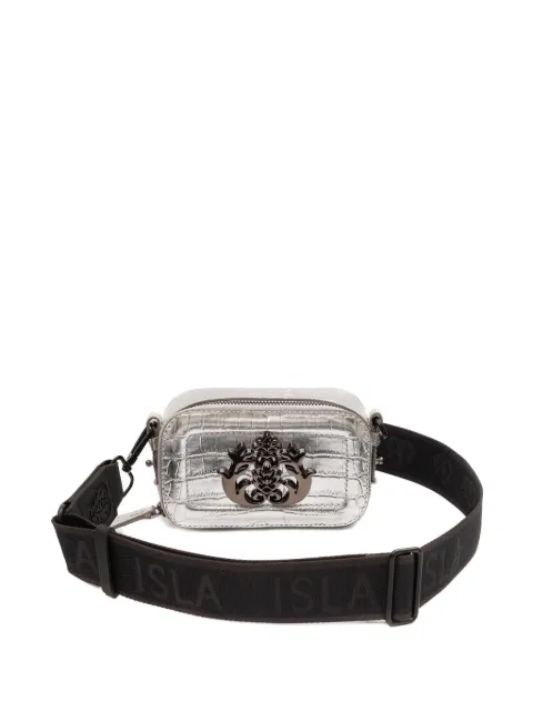 Isla Dance crocodile-embossed logo-plaque mini bag